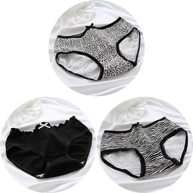 3Pcs/set Women Sexy Cotton Panties Underwear Seamless Soft Briefs Skin-Friendly Female Lingerie Mid-waist Black Underpants