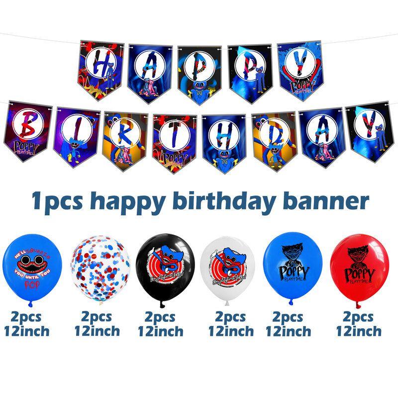 Poppy Playtime Huggy Wuggy Birthday Party Decorations Premium Set Of Balloons And Cake Toppers
