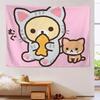 Rilakkuma Cat Costume Tapestry Pink Taiyaki Bear Wall Hanging Aesthetic Room Decor Cool Room Stuff Background Cloth For Bedroom