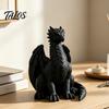 Colorful Home Accents 3D Printed Sitting Black Dragon Statue, Fantasy Western Figurine, Unique Gift for Gothic Decor Ornament Bookshelf Desk