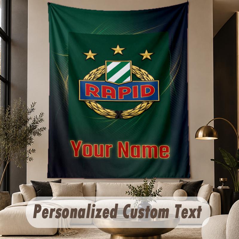 Custom Text Tapestry Rapid Wien FC Print Wall Tapestry Indoor Living Room Wall Decor