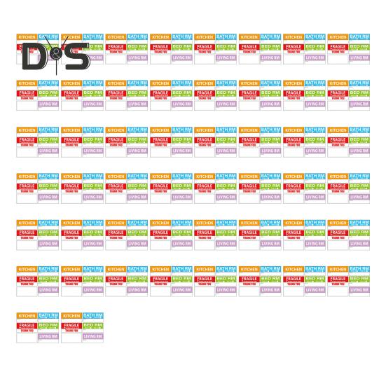 

50 листов съемных водонепроницаемых упаковочных этикеток для коробок для домашнего переезда с цветной кодировкой хрупких тяжелых заготовок наклеек Sets