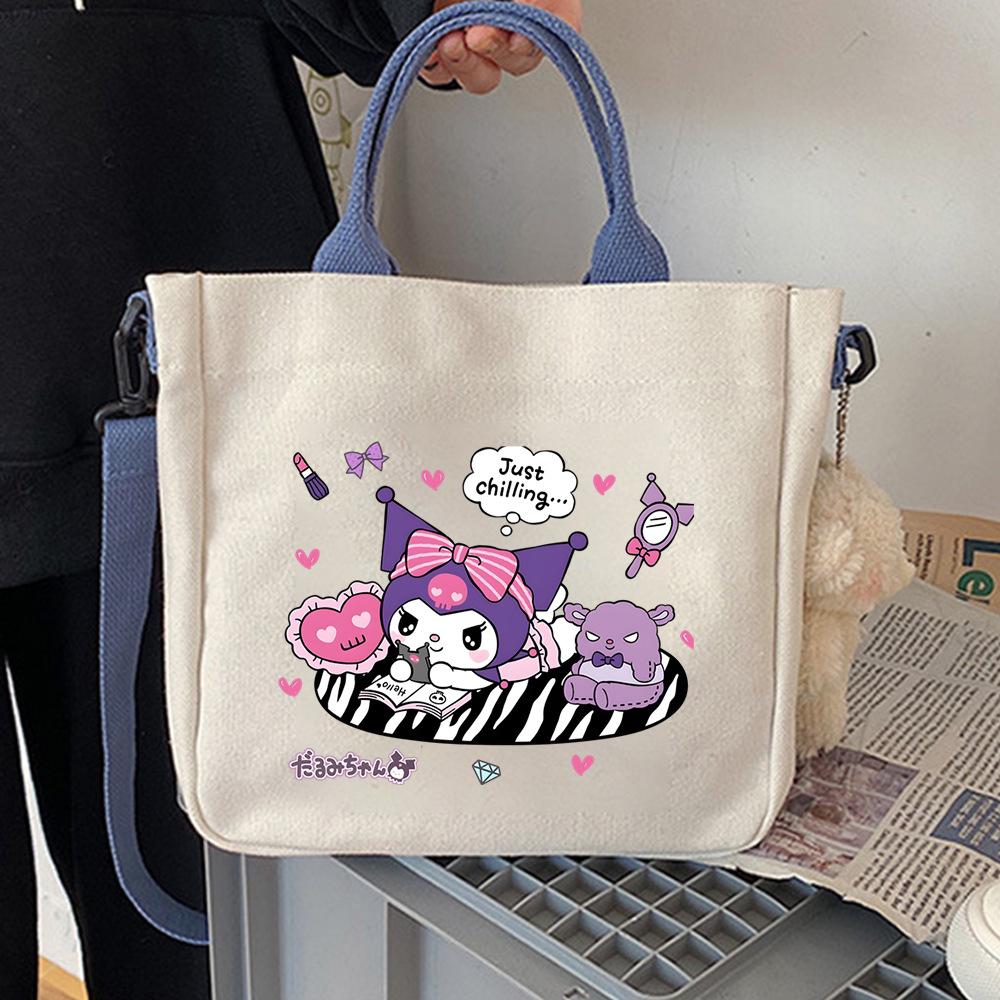 Japanese Cartoon Cute Hand-Held Canvas Bag Niche Design Shoulder Bag To Work Commuter Messenger Bag Woman