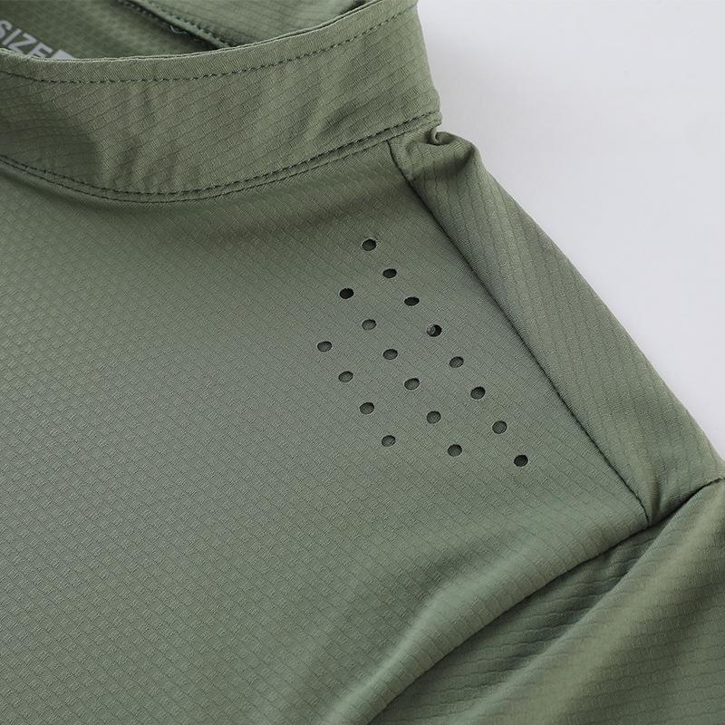 Men's Long Sleeved Quick Drying Clothes Outdoor Fitness Training T Shirt High Elasticity Semi Zipper Sports T-shirt
