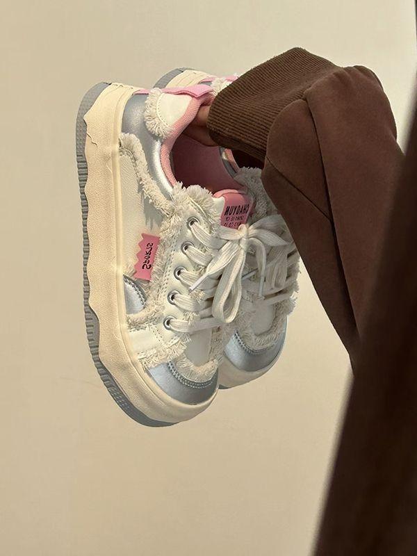 Niche platform white shoes women's 2025 new spring and autumn students versatile chic shoes canvas casual lightweight board shoes