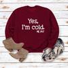 Women's 'Yes I'm Cold' Printed Casual Loose Hoodie for Autumn and Winter
