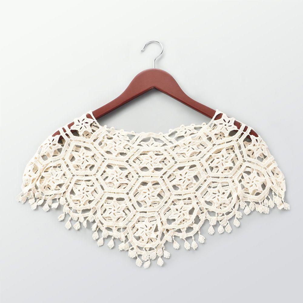 

Мода Винтаж Защита от солнца Накладной воротник Вязаный крючком Кейп Кружевной жилет Шаль Пончо Beige-Style 5