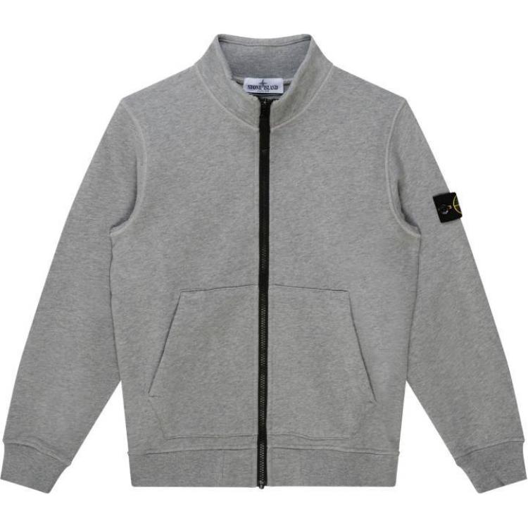 Stone Island Jacket Kids Solid Color Stand Collar Zipper Long Sleeve Kids jackets Gray 791661120-V0M64
