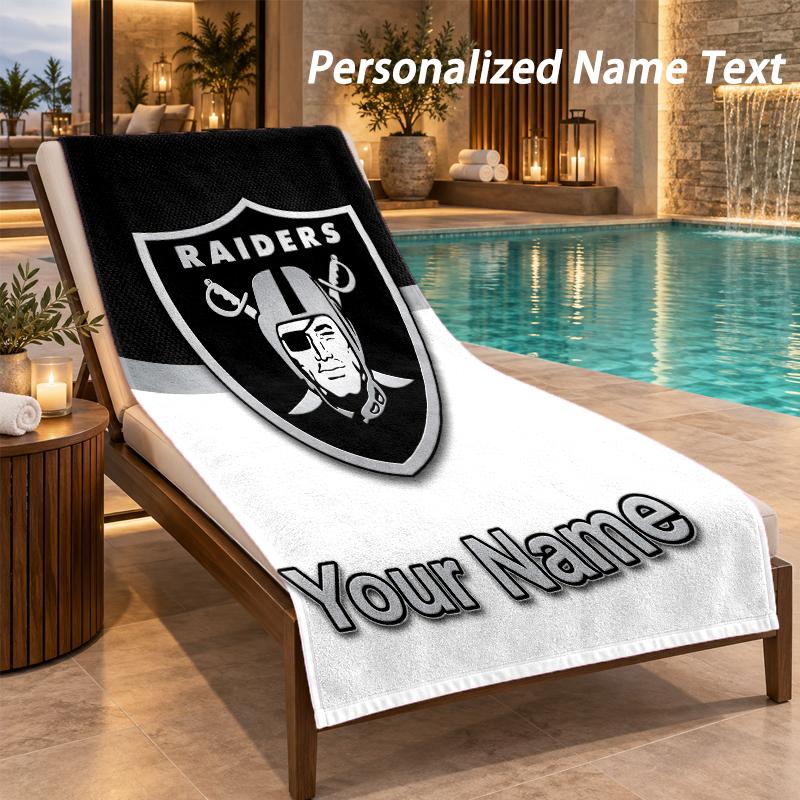 Custom Text Las Vegas Raiders Print Beach Towel Large Towel For Home Bathroom Beach