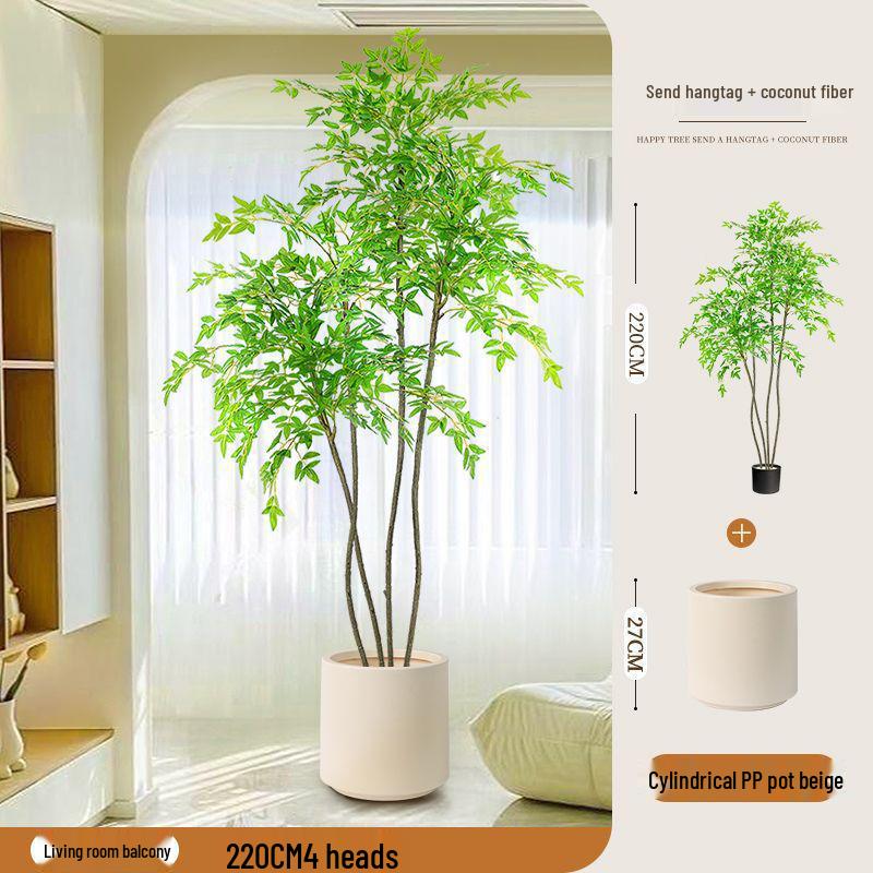 High-End Nandina Domestica Floor-Standing Faux Green Plant for Indoor Decoration