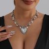 Distressed Heart Shaped Thorn Pendant Necklace With Imitation Pearls Adjustable Clavicle Chain Gift For Her