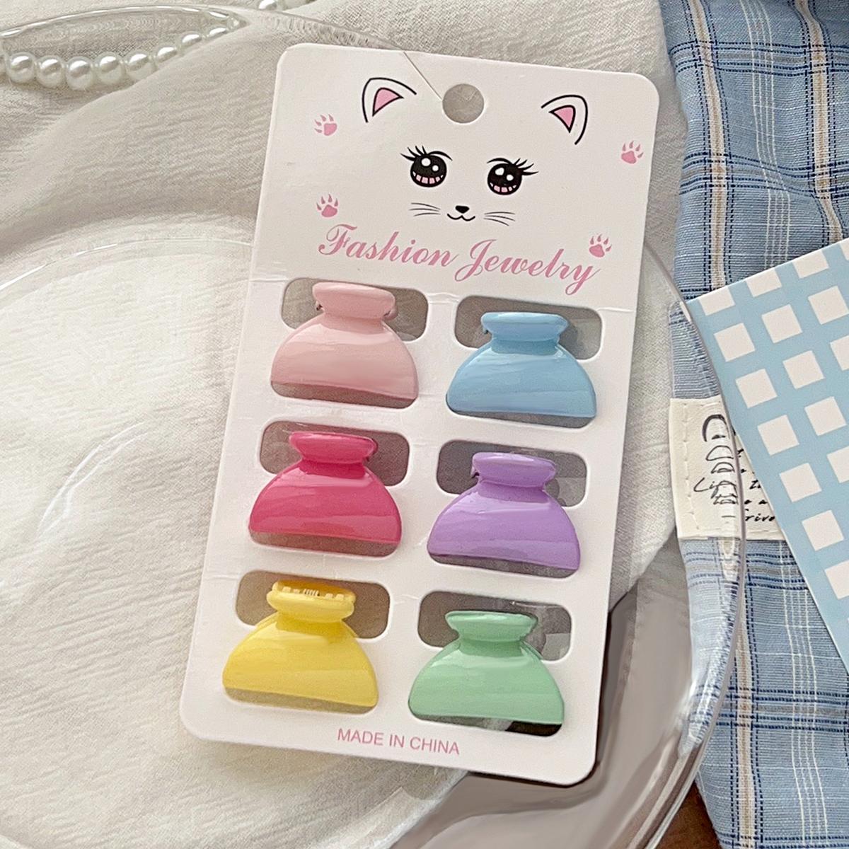 

6 шт. маленьких заколок-бабочек конфетного цвета для тонких волос, прямоугольные заколки-бананы, модные заколки-подбородки с леопардовым принтом для девочек