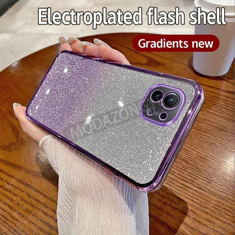 

Для Xiaomi Mi 11 Чехол Гальваническое Мягкое Блестящее TPU Сотовый Телефон Задняя Крышка Xiaomi Mi 11 Чехол Для Телефона Для Девочек Женщин Xiaomi Mi 11 фиолетовый