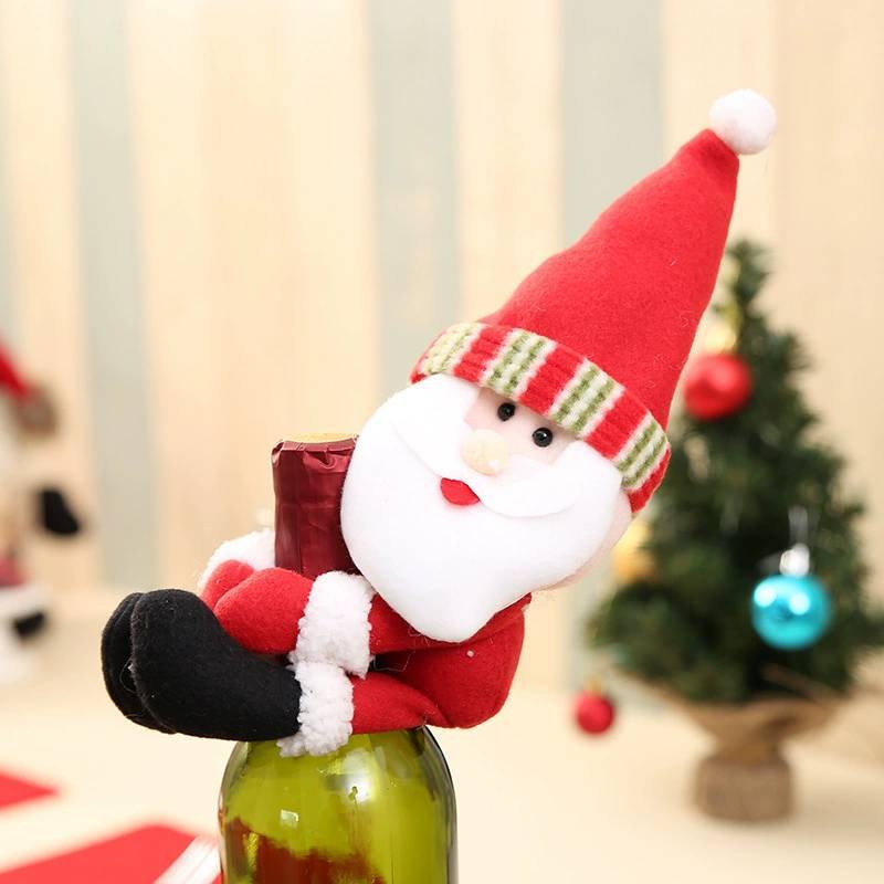 

Santa Claus And Snowman Wine Bottle Sleeves With Cartoon Design For Christmas Party Decor Santa