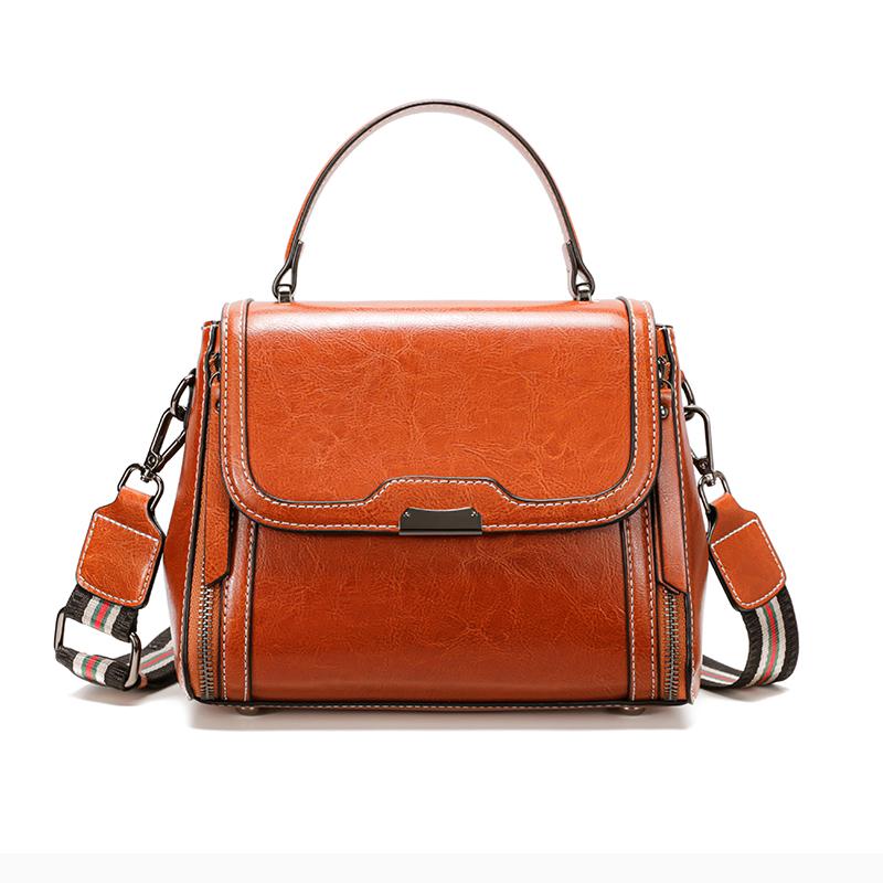 Luxury designer wax oil leather women's crossbody bag lady commuter handbill shoulder messenger bags