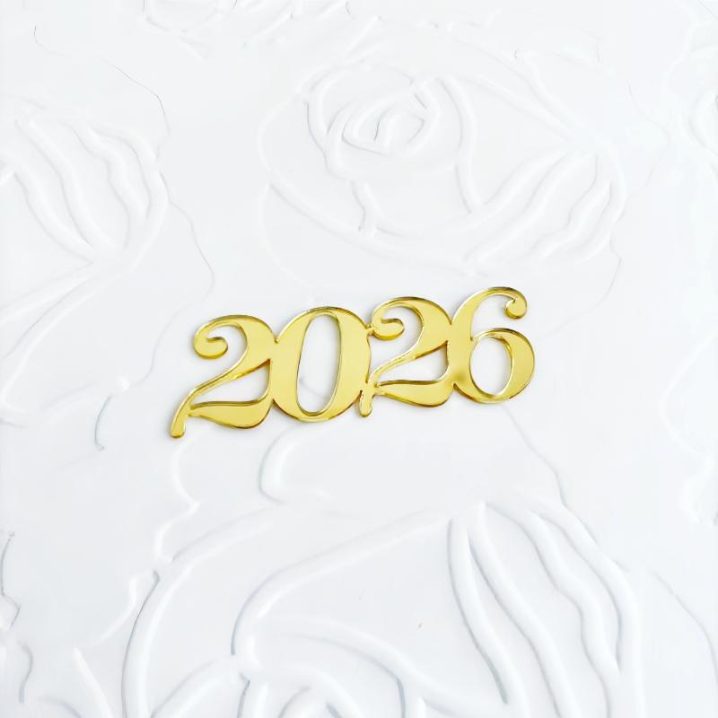 1Pc Gold 2026  Year Cake Topper Xmas Cupcake Topper Christmas  Year Party Cake Decorations