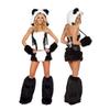 Costume Gatto Leopardo da Donna con Coda Cappuccio Peloso Animale Cosplay Outfit Festa di Halloween Travestimento Clubwear