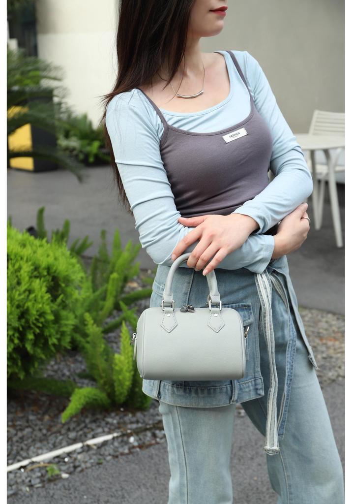 Genuine Leather Women's Boston Bowling Bag - High-Grade Feel, Large Capacity Handbag