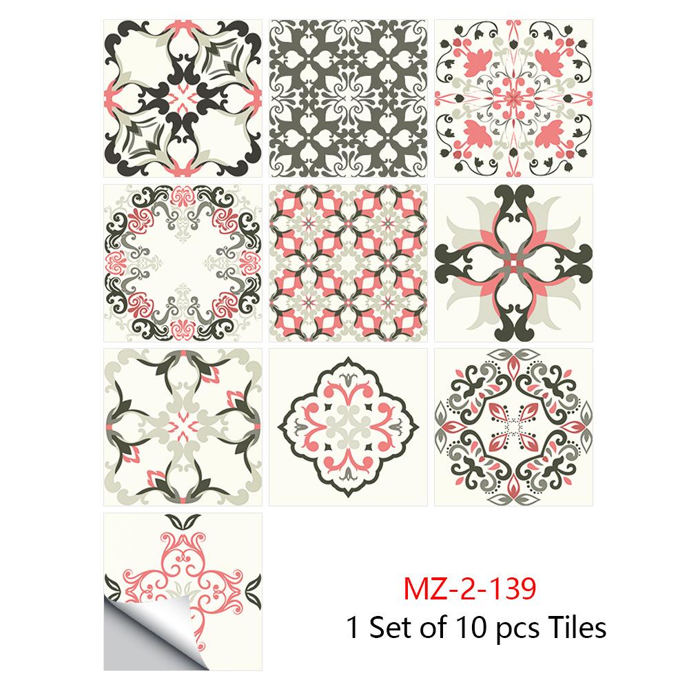 Panele Ścienne Mandala 10 szt. Samoprzylepne Naklejki z Płytkami Mozaikowymi Kwiatowymi Backsplash Kuchenny Usuwalny Wystrój Szafek