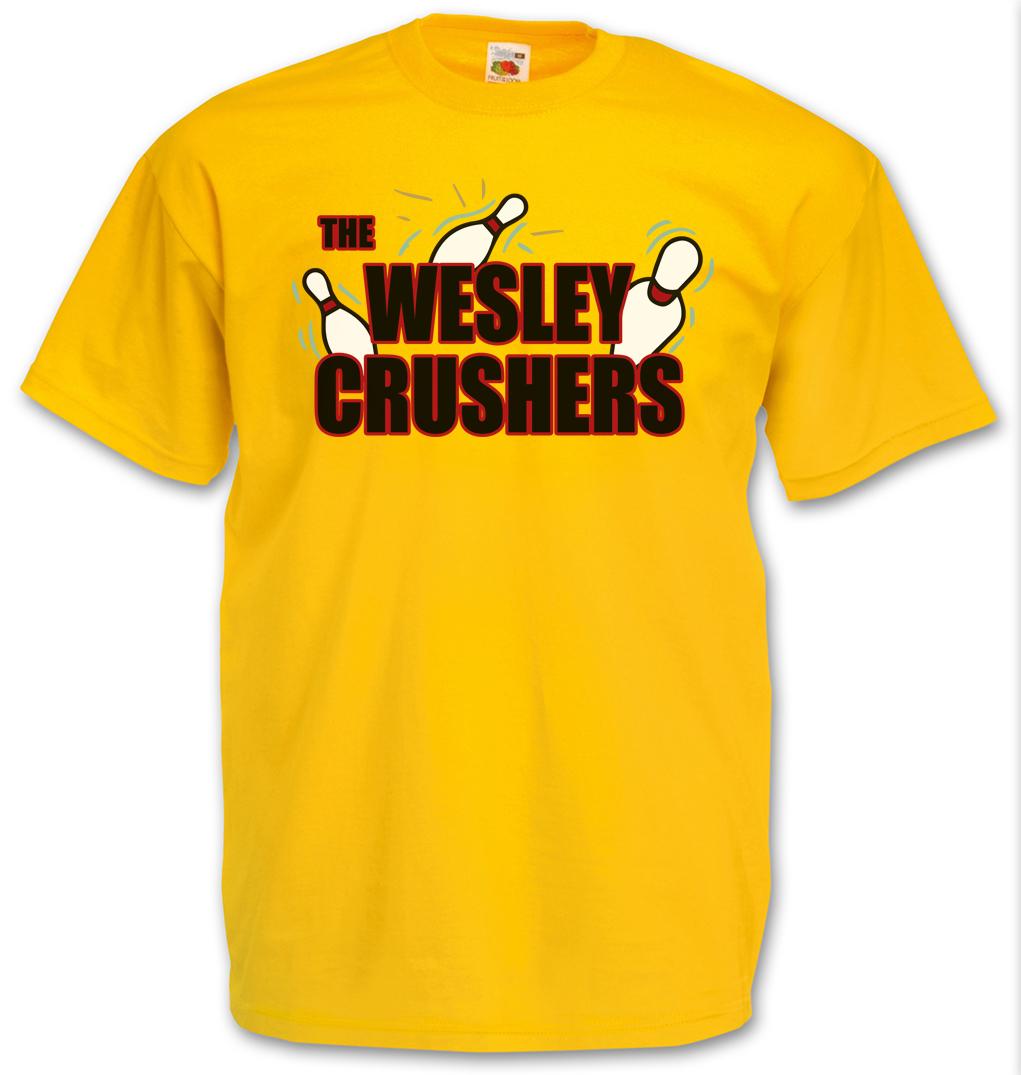 THE WESLEY CRUSHERS T-SHIRT Cooper Big Bowling Bang Sheldon Team Theory Nerd L