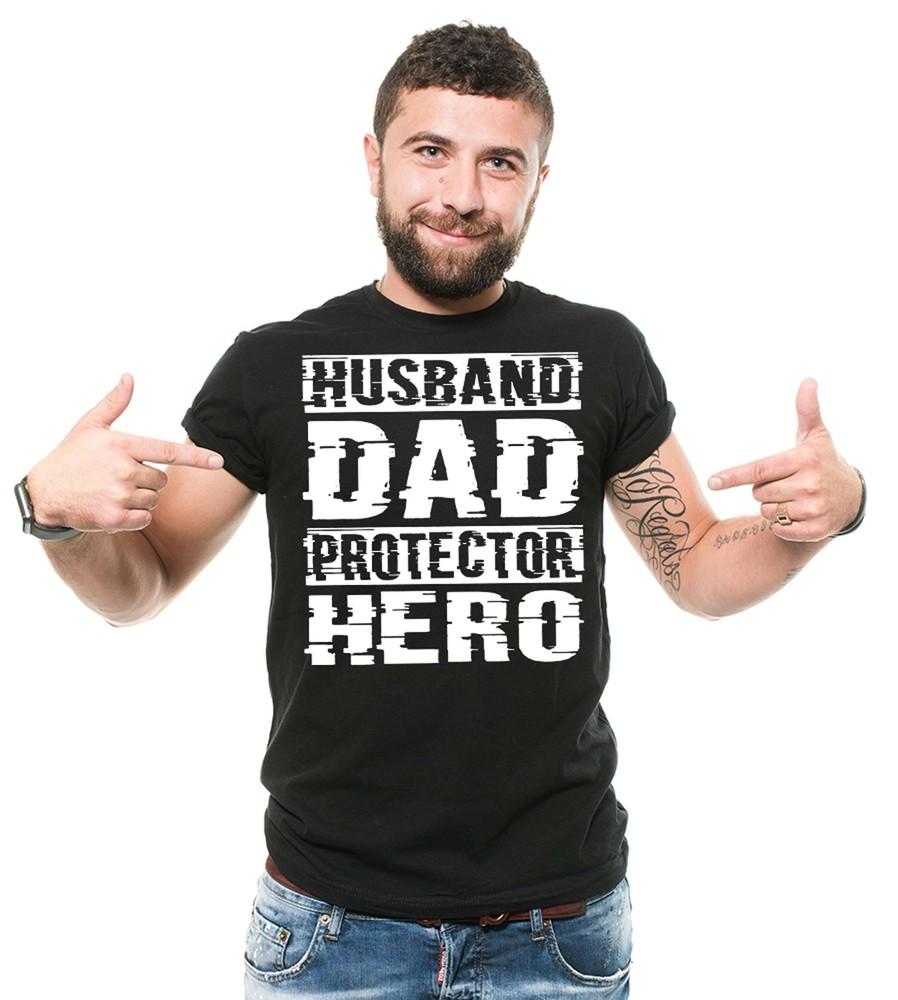 Husband Dad Protector Hero Shirt Father s Day Dad Tshirt Father Birthday Gift Unisex T-Shirt XL