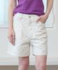 OPENING SUNSHINE Vintage Flower Denim Shorts Ivory
