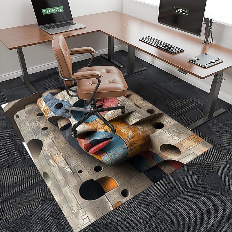1pc Abstract Puzzle Face Chair Mat - Festival Gift, Non-Slip Office Rug for Home Decor, Suitable for All Seasons.P010
