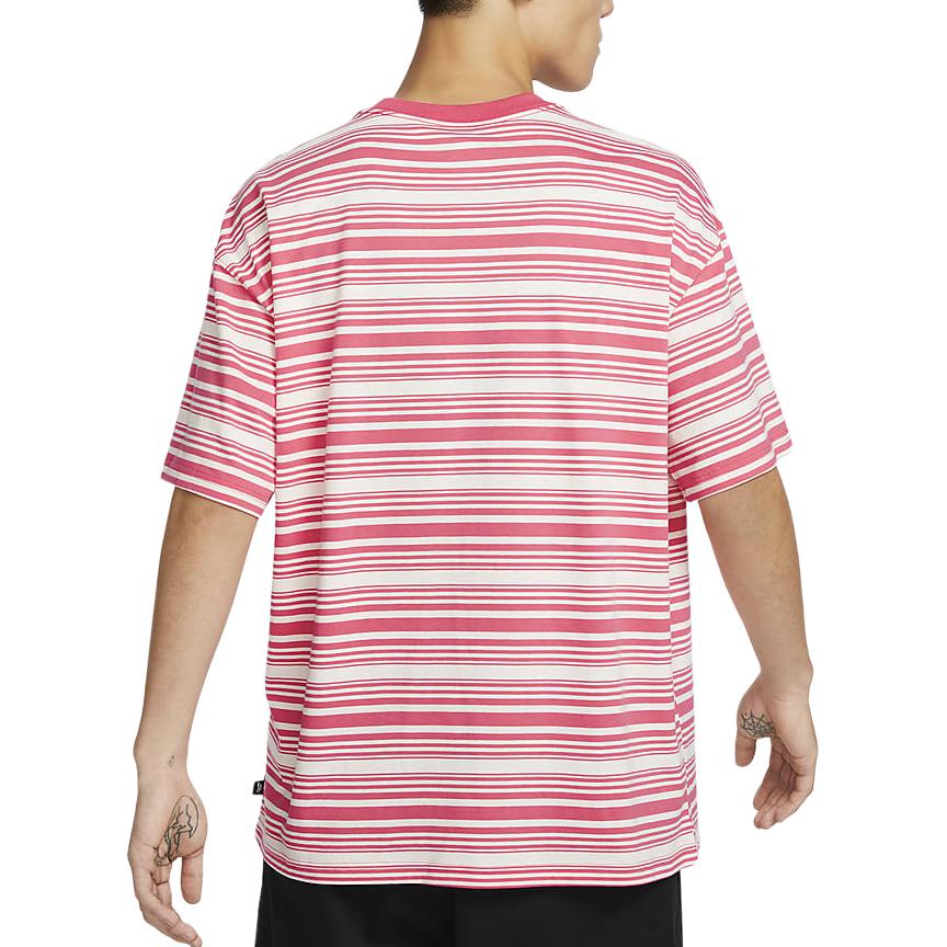 Nike Comfortable Skin-Friendly Soft Striped Logo Print Pullover Short Sleeve T-Shirt Men Tops Ice-Pomegranate FQ3712838