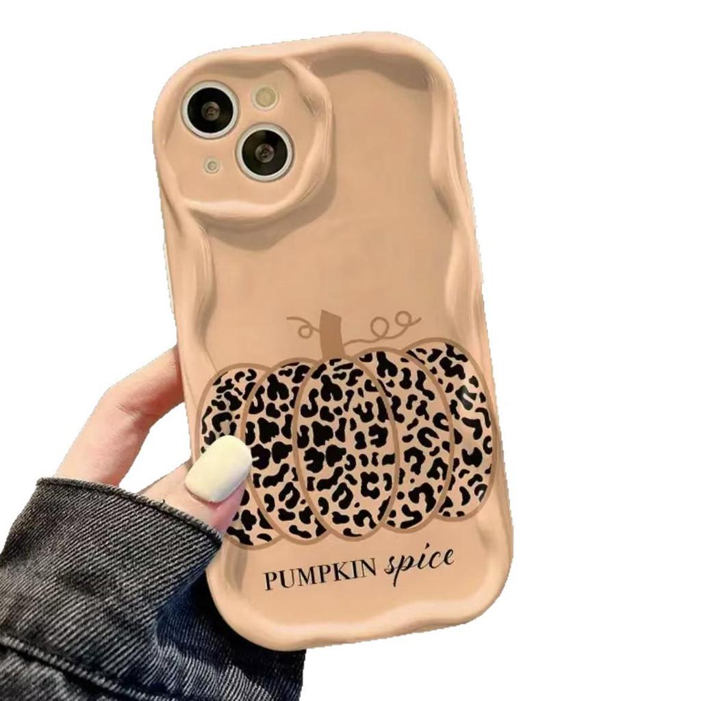 Kürbis Handyhülle mit Leopardenmuster für iPhone 17 Pro Max/16/15/14/13 Pro - Europäisches & Amerikanisches Design