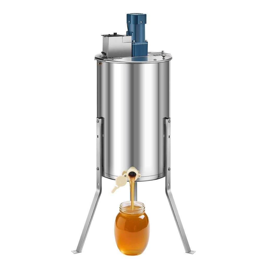 VEVOR Electric Honey Extractor, 3 Frame Honey Spinner with Transparent Lid, 140W Stainless Steel Honeycomb Drum Spinner, Height Adjustable