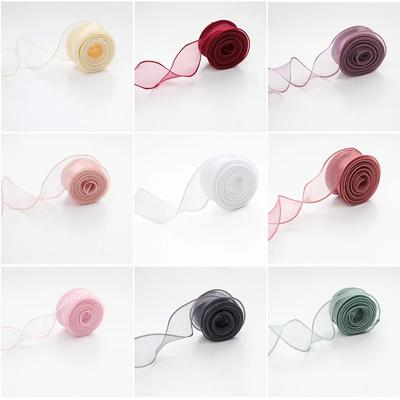 1 adet 9m/Rulo Şifon İpek Kurdele Organze Saten DIY El Sanatları Hediye Paketleme Dekorasyon Düğün Buketleri Çelenk Dikiş Malzemeleri