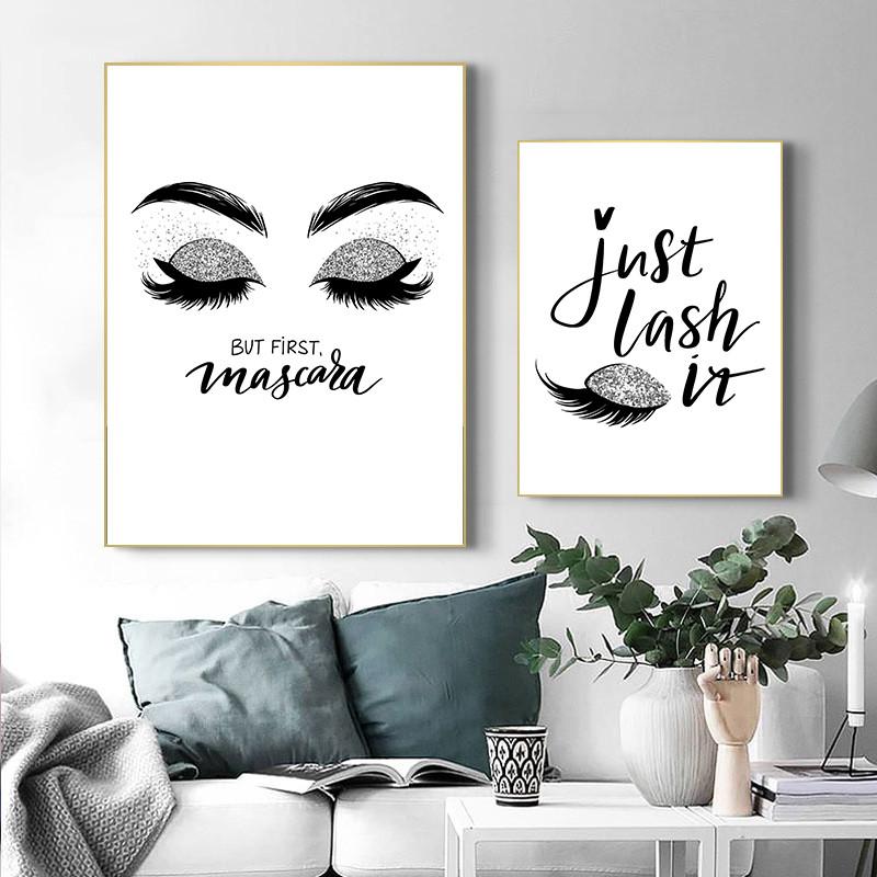 Güzel Kirpik Baskıları Makyaj İllüstrasyonu Güzellik Posteri Dekor Sanat Tuval Boyama SPA Salonu Stüdyo Duvar Dekoru HD3118