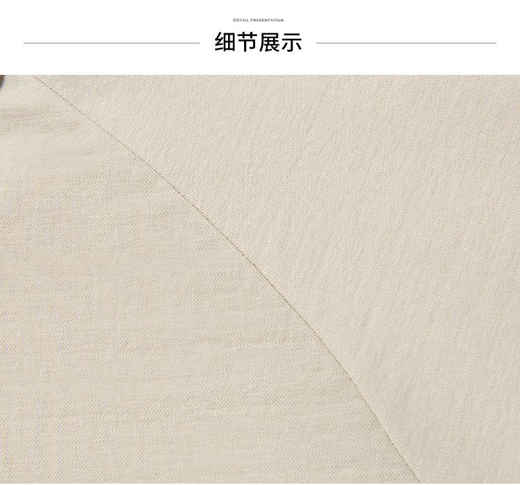 Tencel+Linen Summer Zipper Business Fashion Raglan Sleeves Men's Short-Sleeved Polo Shirt