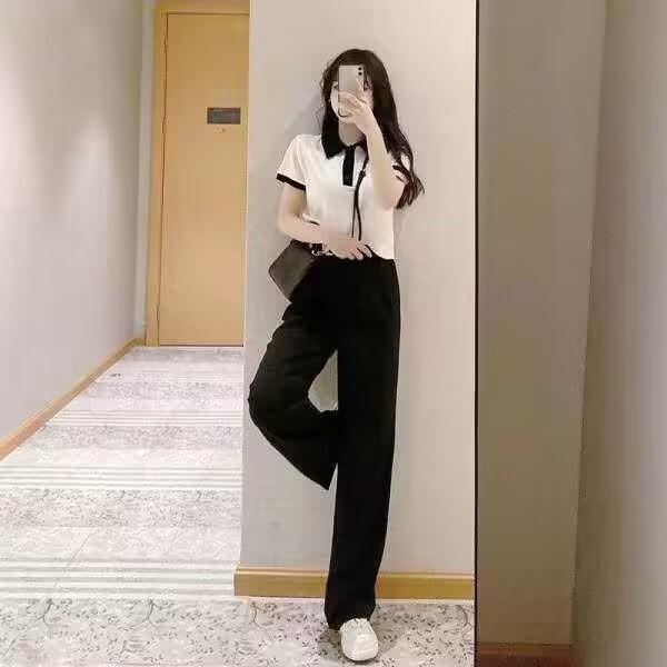 Summer Fashion Trendy Junior-style Slimming Student Girl's Ensemble Set of Two Pieces for Women