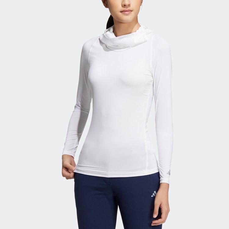 Adidas Solid Color High Neck Long Sleeve T-Shirt Women Tops White HT0024