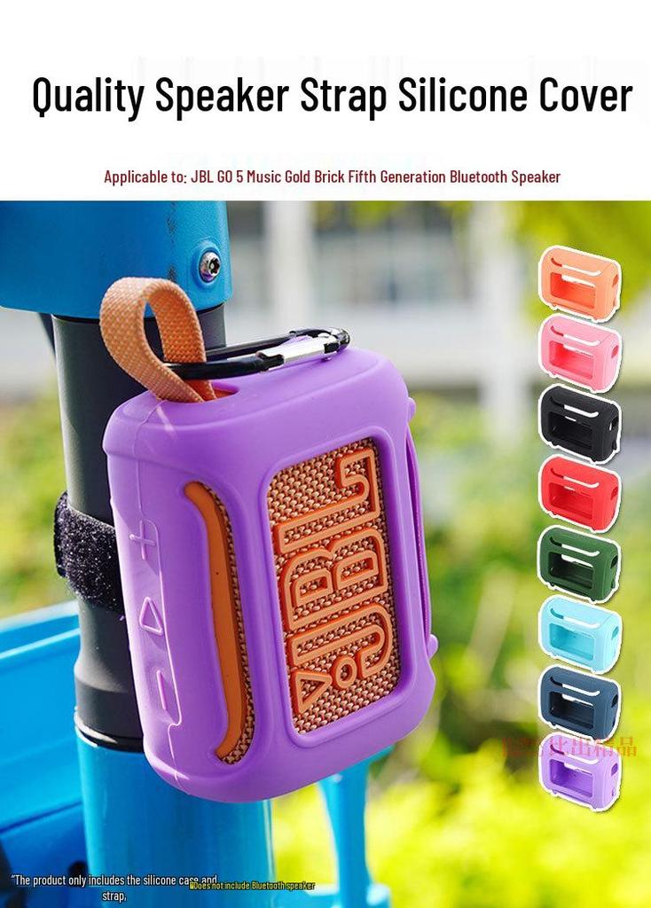 Silikonhülle mit Fahrradgurt für JBL GO5 Bluetooth-Lautsprecher, Music Gold Brick 5. Generation Schutzhülle