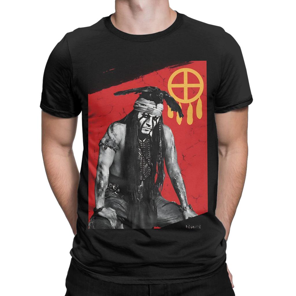 Tonto Johnny Depp Artwork Novelty 100% Cotton T-Shirt T-The Lone Rangerr Tees Tops For Men