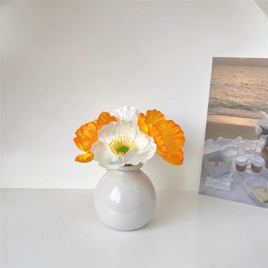 Stilvolles rundes Keramikvasen-Set mit künstlichen Trockenblumen für Schlafzimmer- und Wohnzimmerdekoration