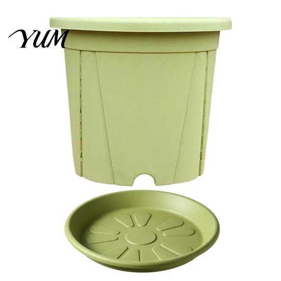 Modern Home Courtyard Pots Resin Flowerpot with Drainage Holes And Saucer, Breathable Plant Pot for Indoor Outdoor Decorative Study Room Planters
