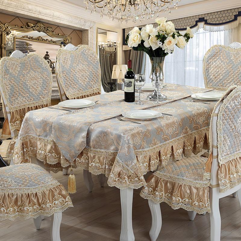 

High-End Linen Lace Table Cloth Table Flag Chair Cover High Quality Embroidery Jacquard Rectangle European Kitchen Table Cover A Table Flag 30X210 CM