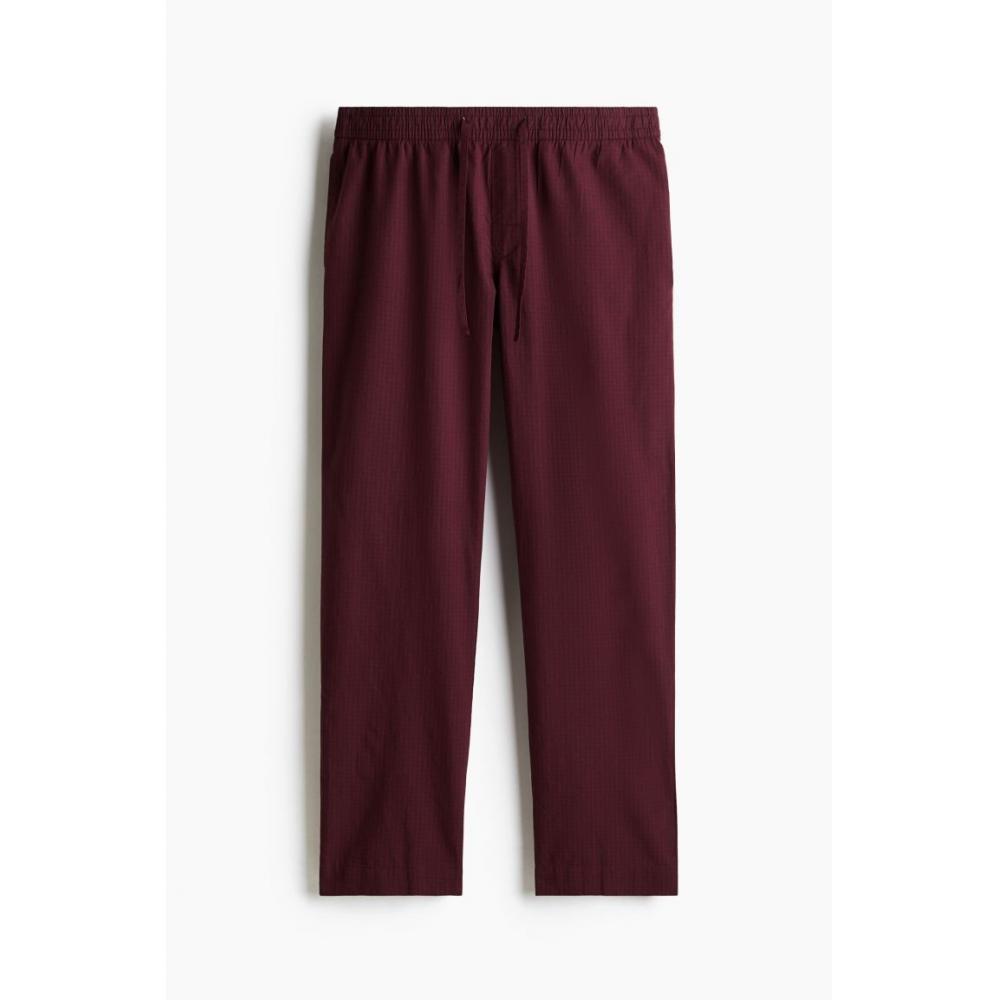 H M Relaxed Fit Poplin Pants Red cHeck