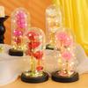Luminous LED Rose Glass Dome Ornament with Three Flowers - Valentine's Day Bestseller Gift