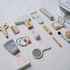 Korean Style Wooden Makeup Play Set: Pretend Eyeshadow, Powder, Lipstick, Perfume, Hair Accessories.