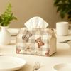1pc, Plaid Cute Bear Plush Print Tissue Box, Suitable for Living Room, Dining Room, Bedroom, Bathroom, Tavern, Bar, Company- Applicable for Various Ho