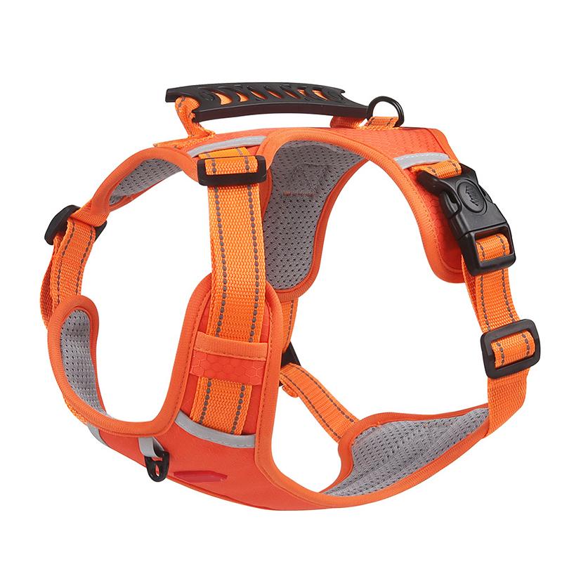 

Pet Harness Leash Reflective Adjustable Breathable Safe Dog Walking Vest Belt for Travel Outdoor Orange M M помаранчевий