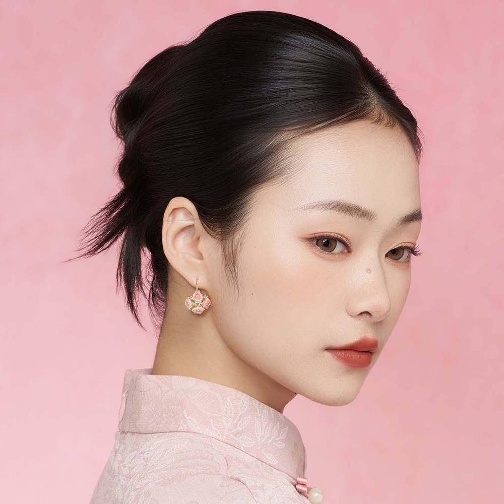 1 pair Shiny Flower Basket Ear Cuff Temperament Sweet Fairy Style Earrings  Birthday