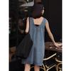 Retro French Sleeveless Backless Denim Dress - 2026 Women's Summer Loose Slimming Short Skirt