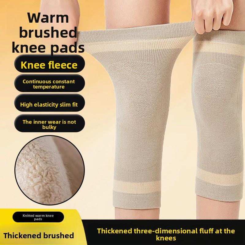 Sports Knee Pads Knitted Warm Brushed Cashmere Knee Protection Thickened Terry Leg Pads for Cold Weather