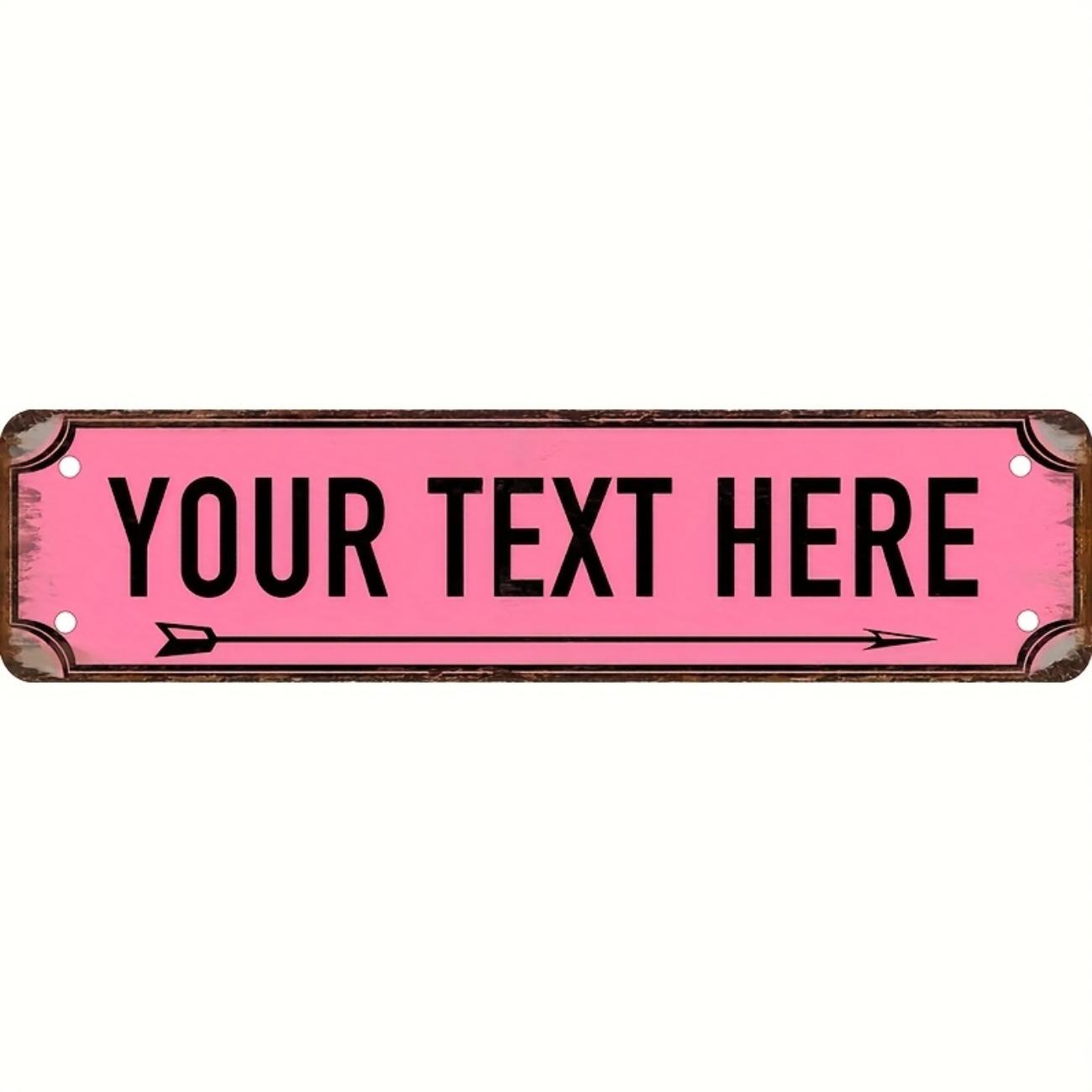 

Personalized Custom Aluminum Metal Sign Street Plate 40x10cm Wall Home Decor рожевий