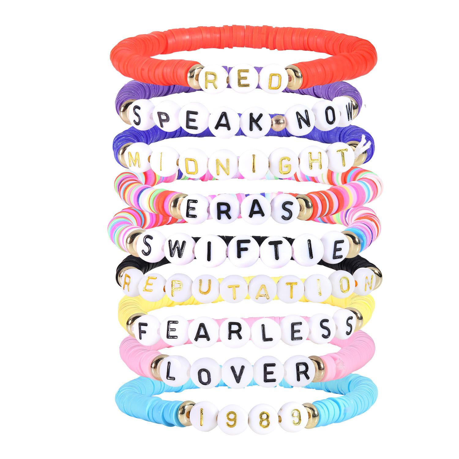 JYL TS Bracelet Fan Stackable Letter Beads Amplifies Support & Camaraderie 2 bud зеленый